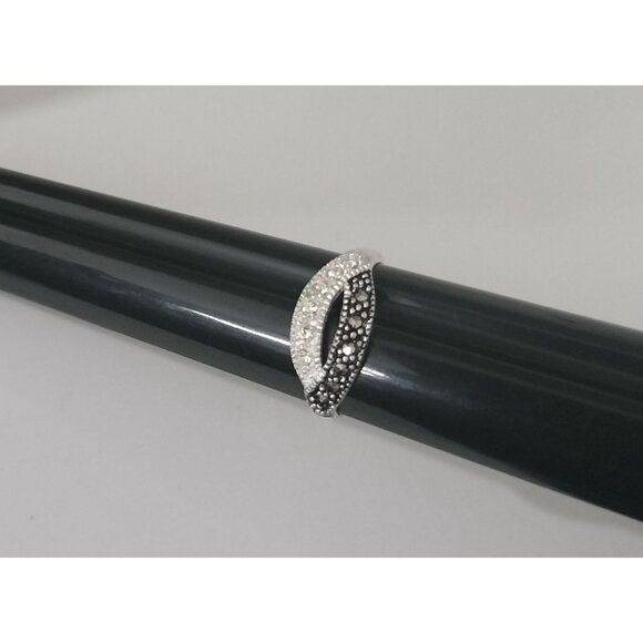 Holsted Midnight Ice 925 Sterling Silver CZ Black & White Stones Bypass Ring 6.5 - Picture 11 of 16